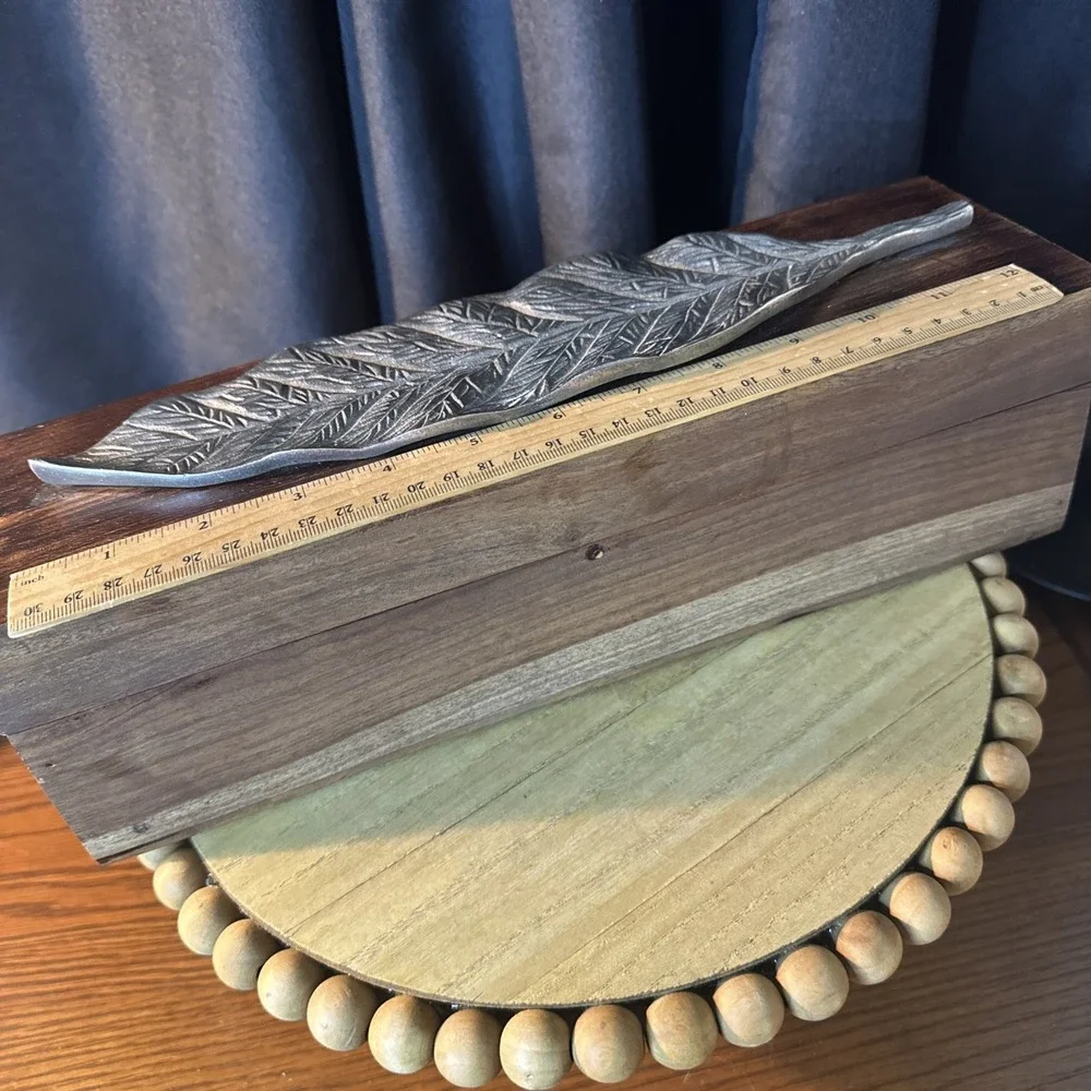 Fireplace Mantle Match Box With Silver Leaf | Tall Long Matches/OR Dark Finish